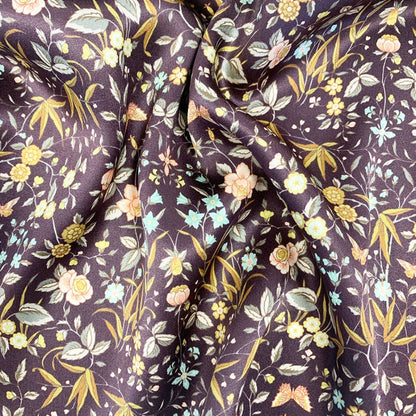 Liberty Fabric Satin Silk TAPESTRY CHOCOLATE
